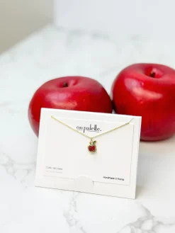 Cubic Zirconia Apple Pendant Necklace