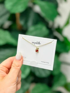 Cubic Zirconia Apple Pendant Necklace