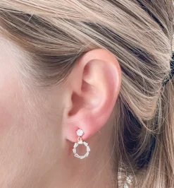 Cubic Zirconia Baguette Circle Dangle Earrings - Gold