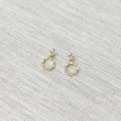 Cubic Zirconia Baguette Circle Dangle Earrings - Gold