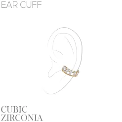 Cubic Zirconia Baguette Ear Cuff - Gold