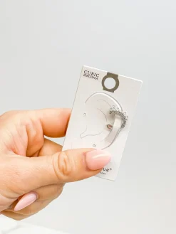 Cubic Zirconia Baguette Ear Cuff - Silver