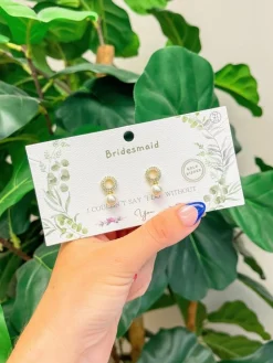 Cubic Zirconia 'Bridesmaid' Pearl Stud Earrings