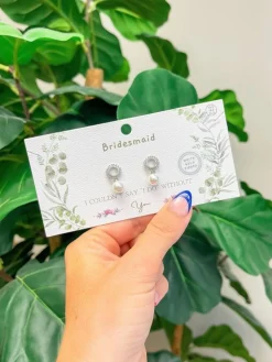 Cubic Zirconia 'Bridesmaid' Pearl Stud Earrings