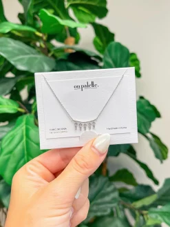 Cubic Zirconia Dangle Pendant Necklace - Choice Of Color