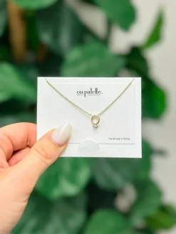 Cubic Zirconia Diamond Ring Pendant Necklace - Gold