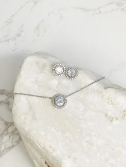Cubic Zirconia Earring & Necklace Set