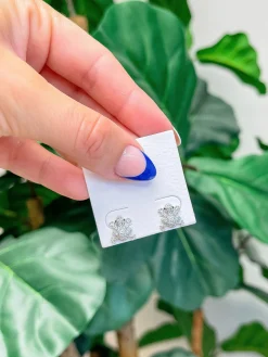 Cubic Zirconia Frog Stud Earrings