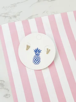 Cubic Zirconia Initial Stud Earrings - Gold