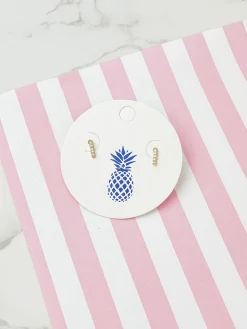 Cubic Zirconia Initial Stud Earrings - Gold