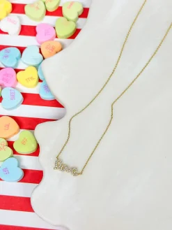 Cubic Zirconia 'Love' Pendant Necklace - Gold
