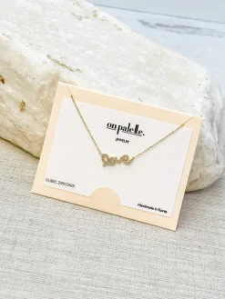 Cubic Zirconia 'Love' Pendant Necklace - Gold