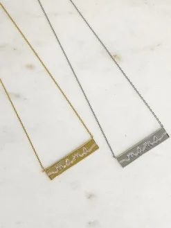 Cubic Zirconia 'mama' Bar Pendant Necklaces