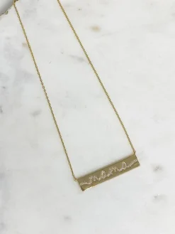 Cubic Zirconia 'mama' Bar Pendant Necklaces