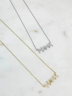 Cubic Zirconia 'MAMA' Pendant Necklaces
