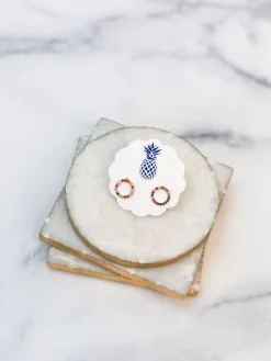 Cubic Zirconia Open Circle Stud Earrings - Multi