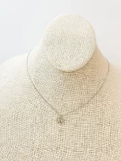 Cubic Zirconia Peace Sign Dainty Necklace - Silver