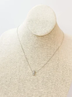 Cubic Zirconia Pineapple Pendant Chain Necklace - White Gold