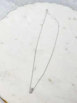 Cubic Zirconia Pineapple Pendant Chain Necklace - White Gold