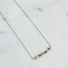 Cubic Zirconia Rainbow Baguette Bar Pendant Necklace