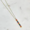 Cubic Zirconia Rainbow Bar Pendant Necklace