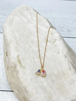 Cubic Zirconia Rainbow Pendant Necklace