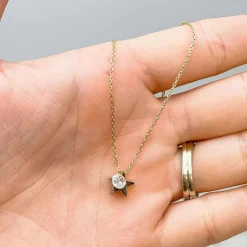 Cubic Zirconia Star Pendant Necklace - Gold