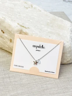 Cubic Zirconia Star Pendant Necklace - Silver