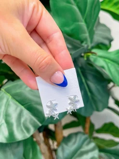 Cubic Zirconia Starfish Cluster Ear Crawler Earrings