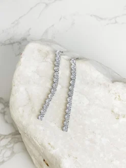 Cubic Zirconia Tennis Drop Earrings