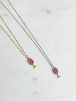 Cubic Zirconia Wine Pendant Necklaces