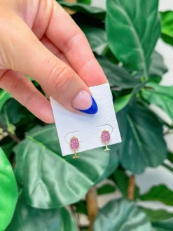 Cubic Zirconia Wine Stud Earrings