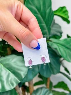 Cubic Zirconia Wine Stud Earrings