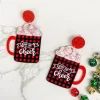 'Cup of Cheer' Buffalo Check Dangle Earrings