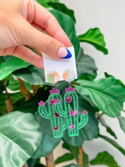 Cutie Cactus Statement Dangle Earrings