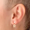 Dainty Cubic Zirconia Flower Dangle Earrings - Gold