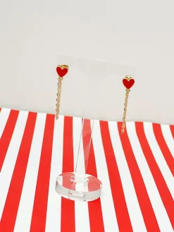 Dainty Heart Chain Drop Earrings