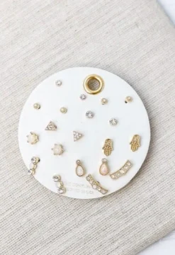 Dainty Stud Post Earring Set - Multi