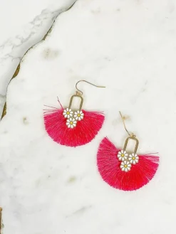 Daisy Tassel Fringe Dangle Earrings