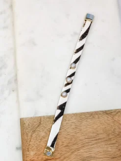 Dara Pearl & Zebra Print Magnetic Bracelet