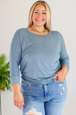 Daytime Boat Neck Top in Blue Gray