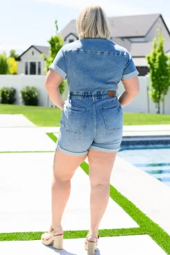 Delia High Rise Short Sleeve Romper by Judy Blue