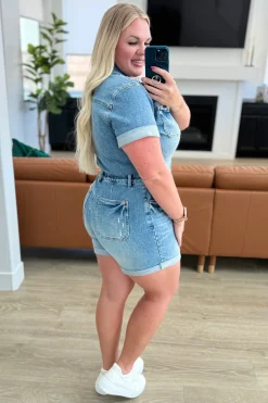 Delia High Rise Short Sleeve Romper by Judy Blue