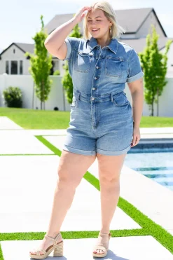 Delia High Rise Short Sleeve Romper by Judy Blue