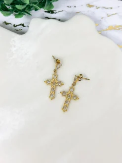 Diamond Cross Earrings by Lauren Kenzie