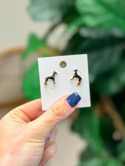 Doberman Signature Enamel Stud Earrings