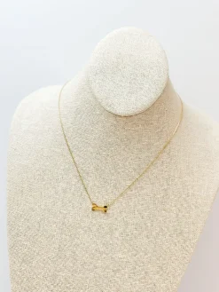 Dog Bone Pendant Necklace - Gold