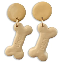 'Dog Mom' Treat Clay Dangle Earrings - Brown