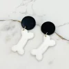 'Dog Mom' Treat Clay Dangle Earrings - White