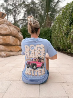 'Dogs Make Everything Better' Mineral Wash Short Sleeve Tee by Simply Southern